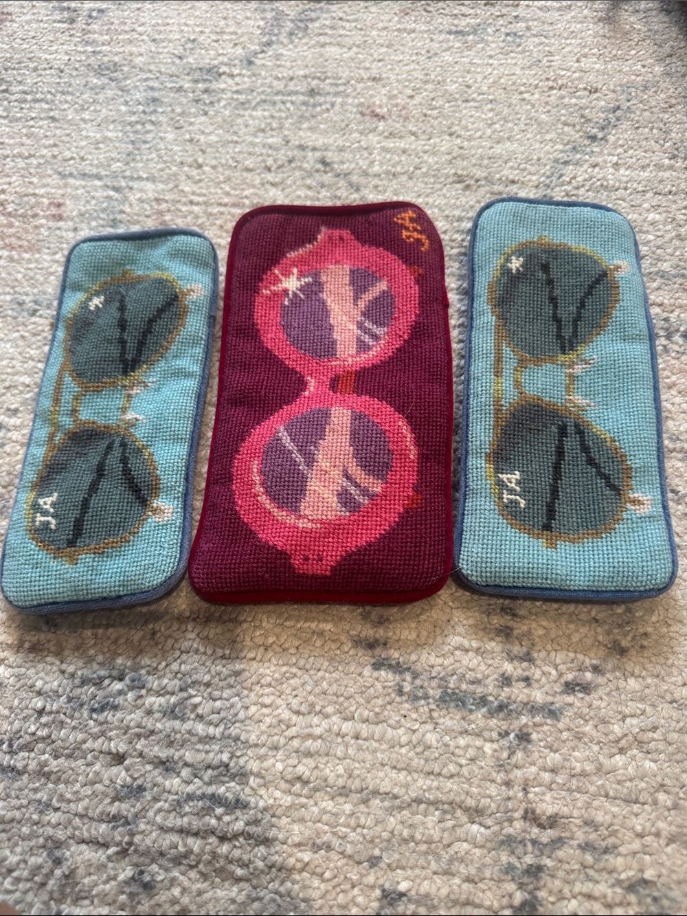 3 Sunglasses Pattern glasses Sleeve - Pink & Teal Knit Soft Case